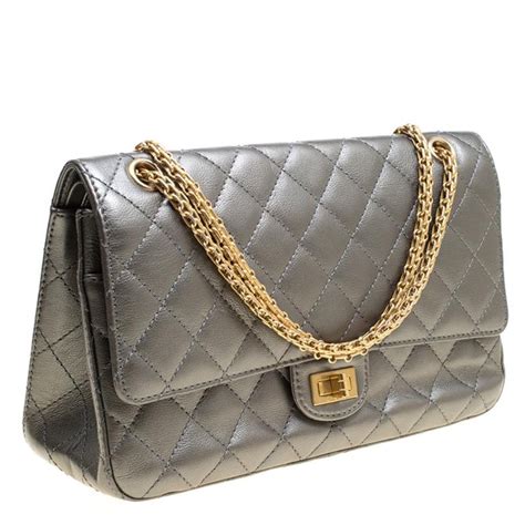 CHANEL Aged Calfskin Quilted 2.55 Reissue 226 Flap Grey